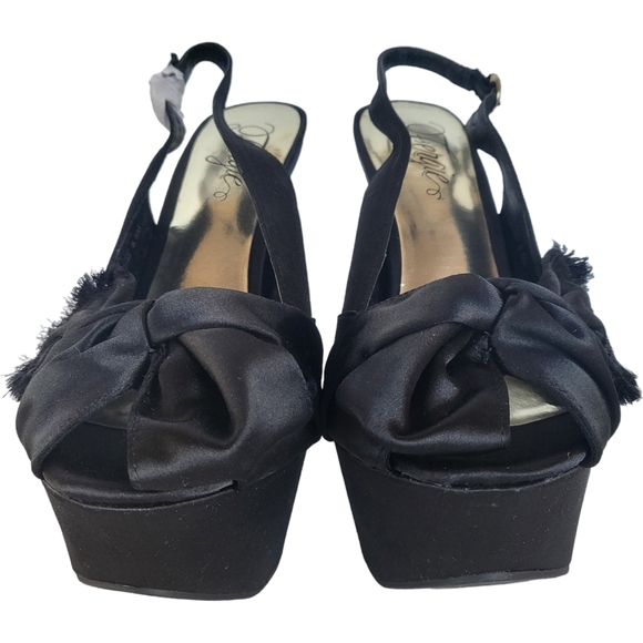 Fergie Black Platform Heel Bow Accent Peep Toe Slingback Size 8.5 Women's - Picture 2 of 13